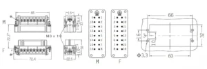 Heavy duty connector HDC HA 016 drawing