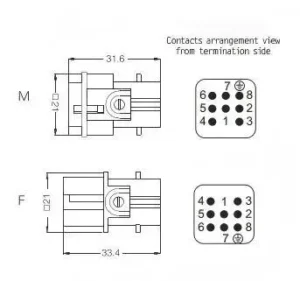 Heavy duty connector HDC HD 007 drawing