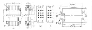 Heavy duty connector HDC HD 015 drawing