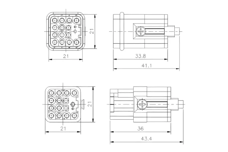 Heavy duty connector HDC HQ 012 drawing