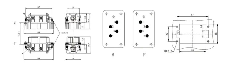 Heavy duty connector HDC HSB 004 drawing