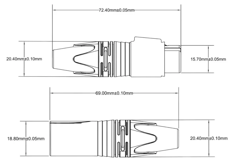 Neutrik Style Audio Cannon colorful 3 Pin 4 Pin 5 Pin 6 Pin Male and Female Speaker XLR Connector Drawing