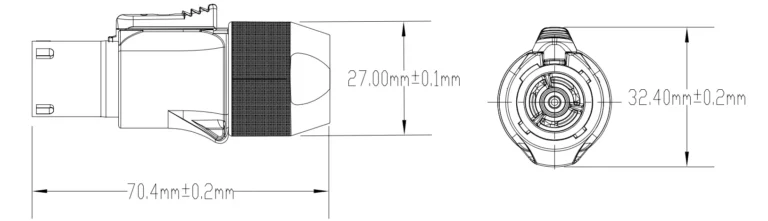 PowerCon Waterproof 3 Cores Female Plug Power Connector NAC3FX W Drawing