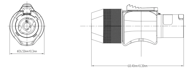 PowerCon Waterproof 3 Pins Female Plug Power Connector NAC3FCA Drawing