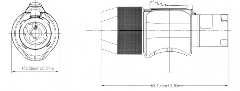PowerCon Waterproof 3 Pins Female Plug Power Connector White NAC3FCB Drawing