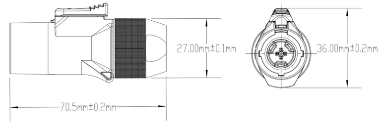PowerCon Waterproof 3 Pins Male Plug Power Connector NAC3MX W Drawing