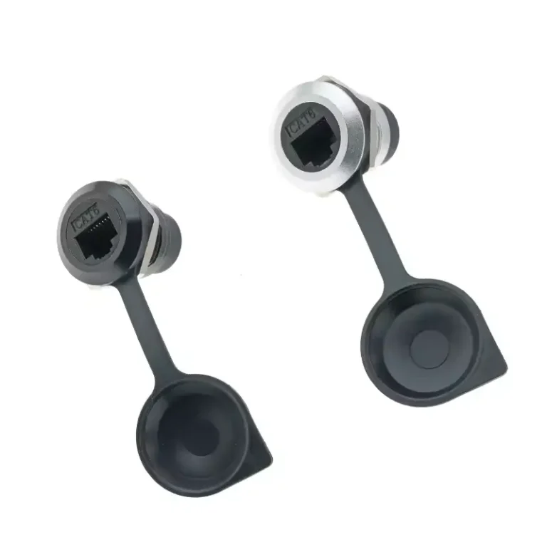 RJ45 Screw Panel Mount Socket Circular CAT6 Coupler EtherCON Network Adapter