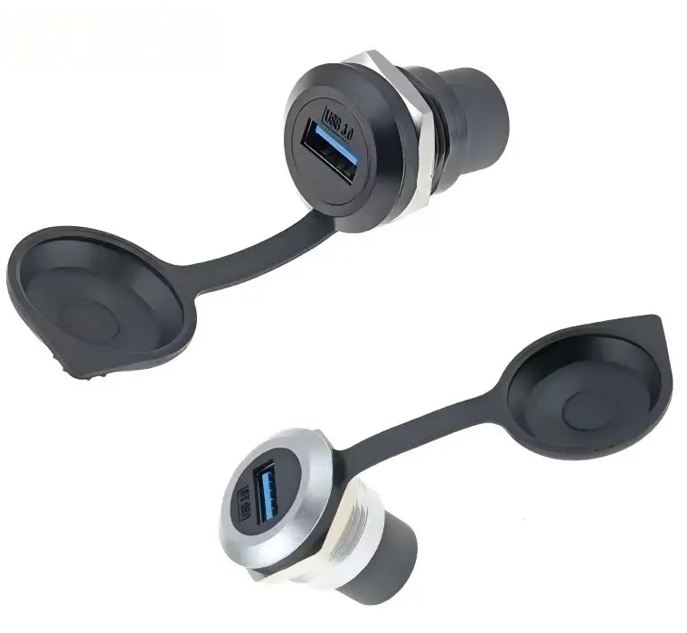 USB3.0 Socket Circular Fixed Flush Mount Adapter High Speed Data Transfer Compatible with USB Devices