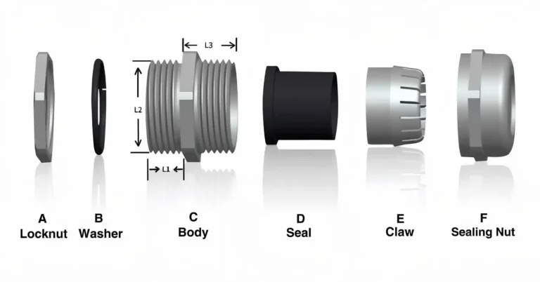 Stainless steel Waterproof cable gland component diagram