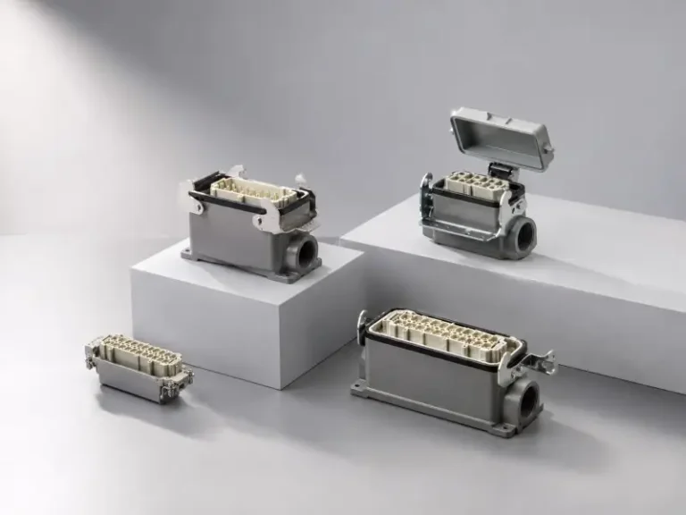 The various heavy-duty connectors are positioned on platforms at different heights.