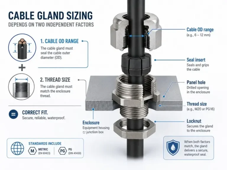 Cable Gland Size Chart Metric (M) & PG Sizes Explained